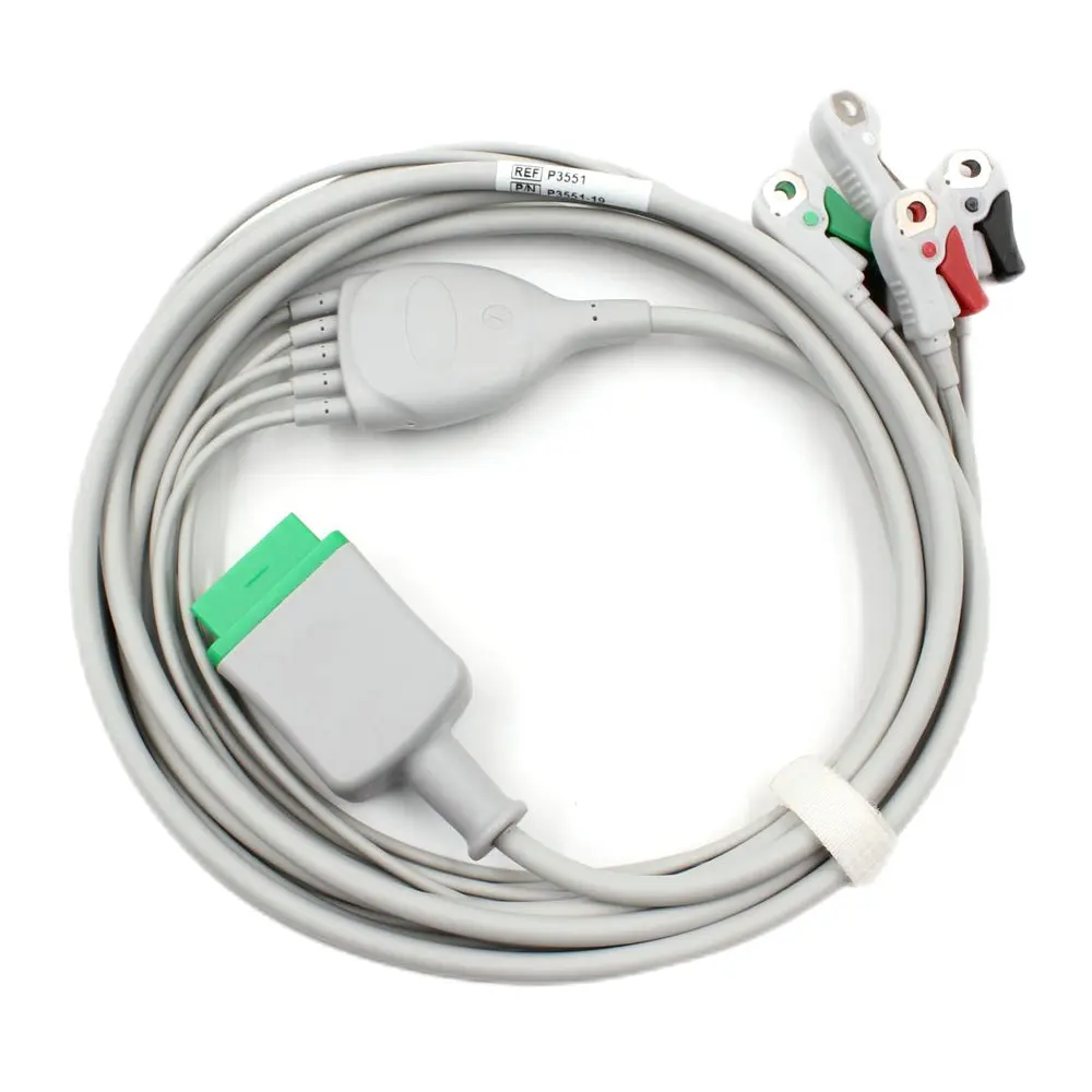 Plinma Medical Accessories Direct-Connect ECG Cable 5 Leads Pinch/grabber Compatible with GE Marquette AHA One-piece ECG Cable