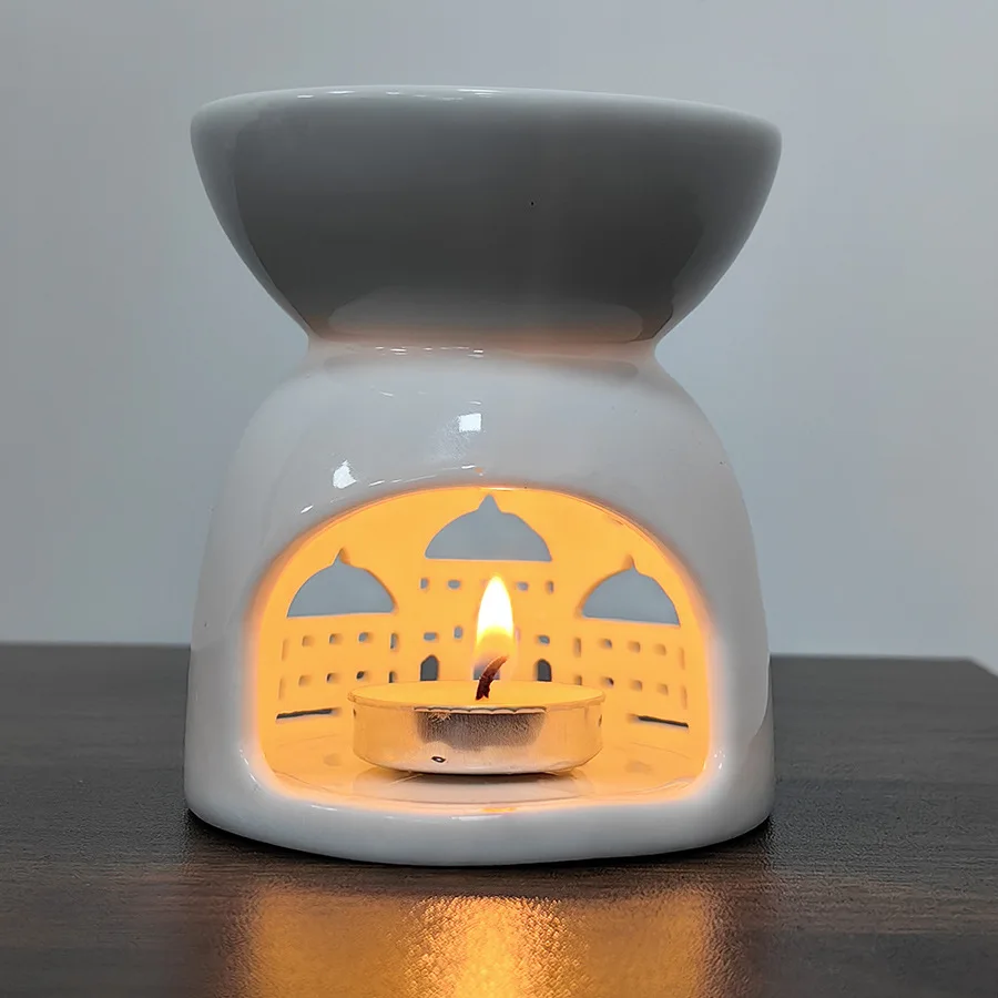 Cross border star and moon incense burner ceramic essence furnace candle aroma furnace oil lamp home Middle East candle holder