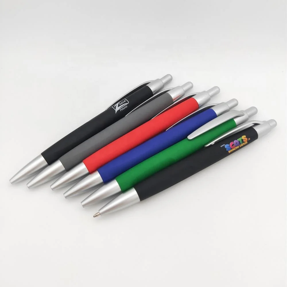 Рекламная реклама на заказ рекламная пластиковая ручка выдвижной логотип с резиновым покрытием очень популярная для