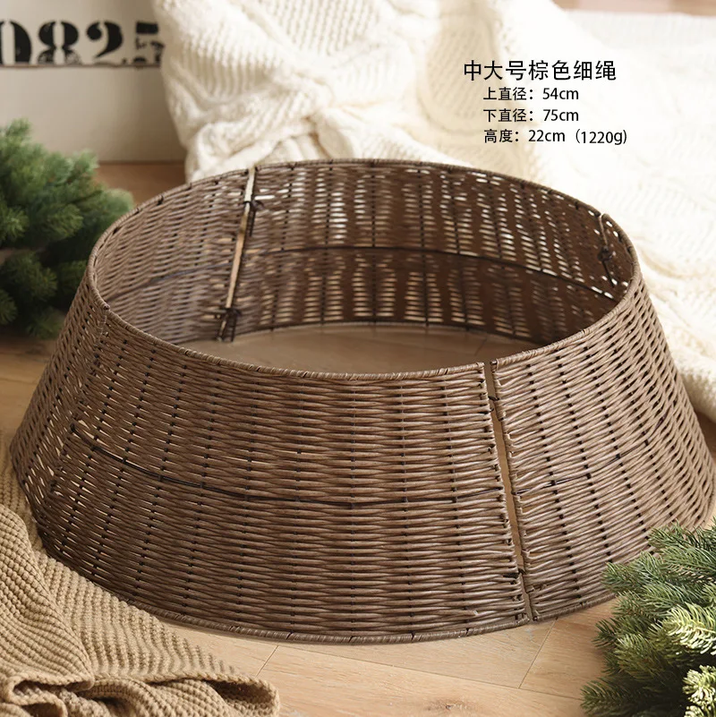Handmade Rattan Collar Basket Foldable Christmas Tree Skirt