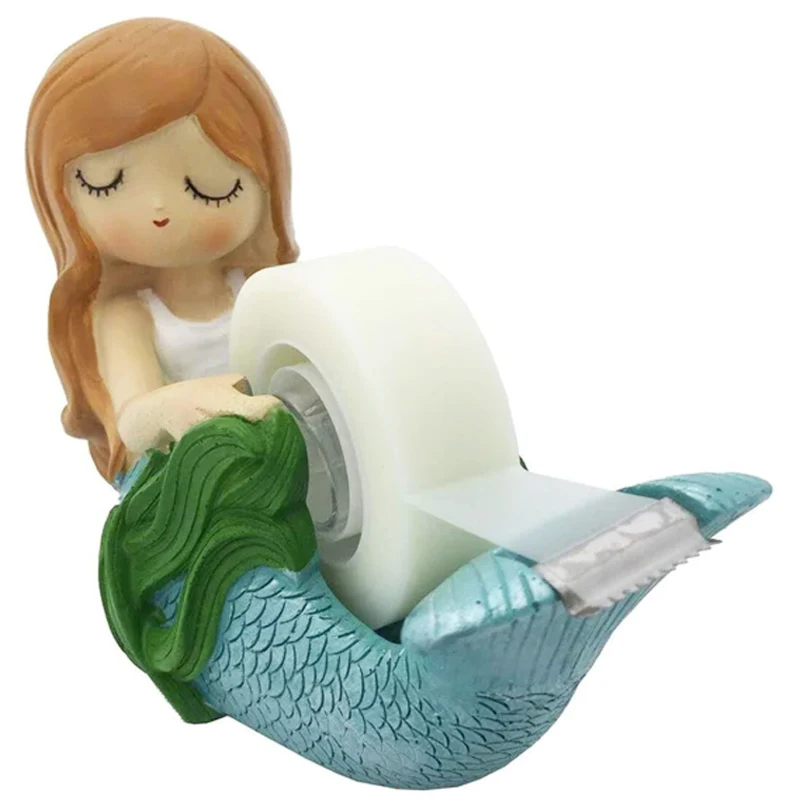 Настольный Режущий инструмент из смолы ручной работы для офиса и школы, милый резак для Русалочки, настольный держатель для ленты, диспенсер