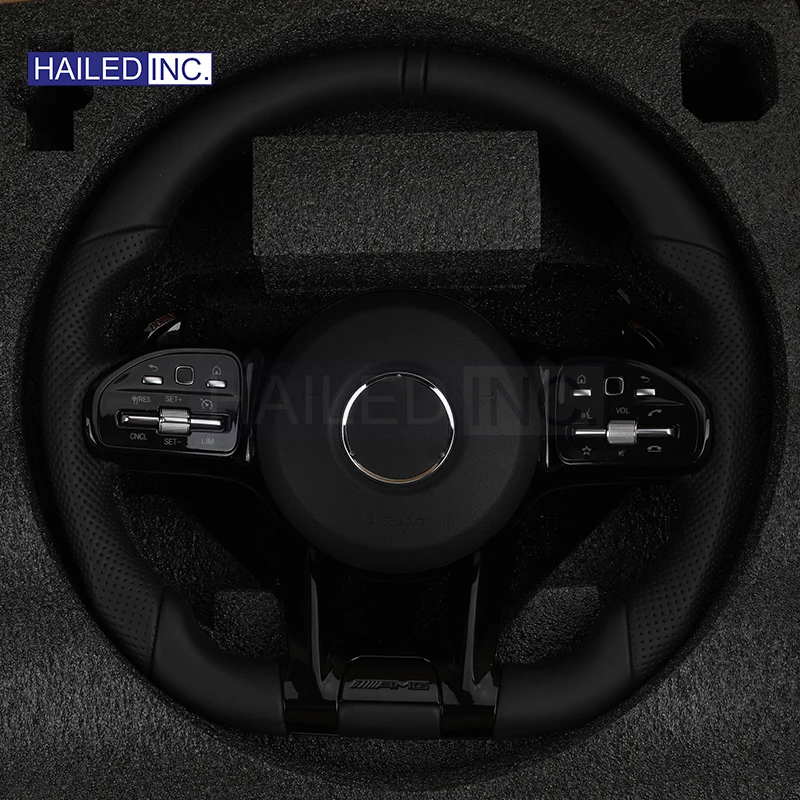 HAILED With Piano Black Trim Full Leather Steering Wheel for Mercedes Benz W211 W169 W177 W221 GLS X167 GLA45 X156 GLE AMG GT
