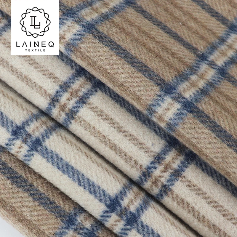 Модное двухстороннее пальто из шерсти в клетку/елочку альпака