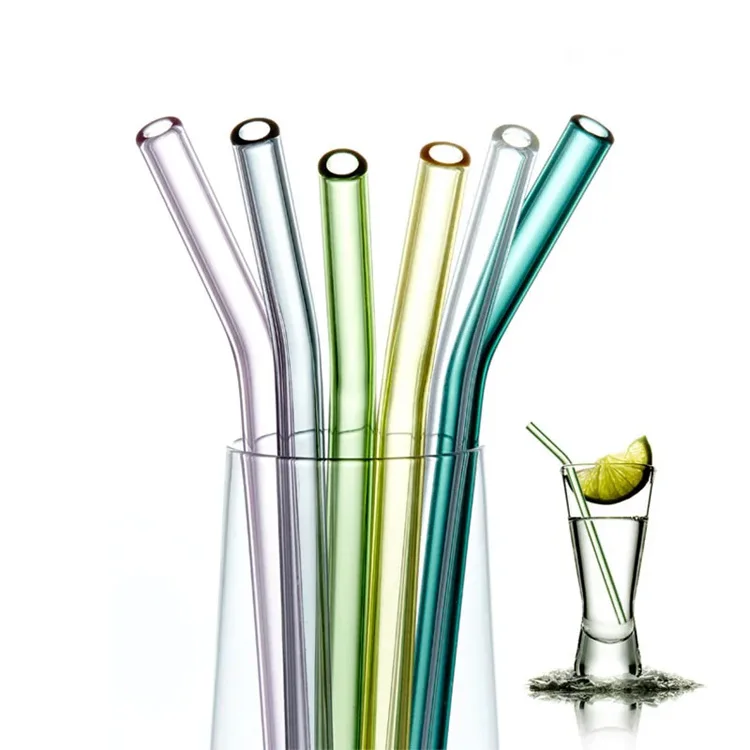 Eco Friendly Reusable Drinking Straw Borosilicate Clear Straight Bent Glass Straw