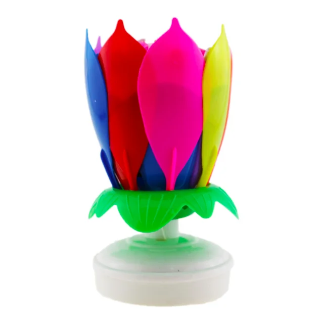 Happy Birthday Sparkle Music Flower Candles Birthday Music Candle Cake Topper lotus Cake Flower Candle