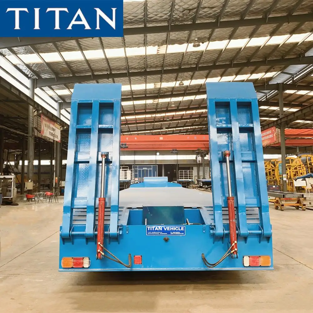 TITAN 3 axle Low loader/bed semi trailer with hydraulic operated rear ramps