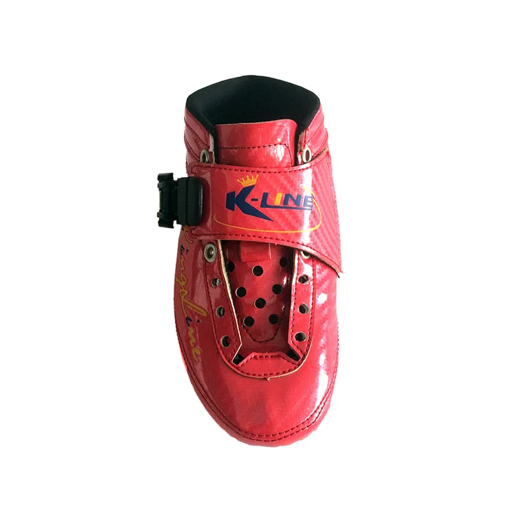 Hot new inline speed skating boot, red all-carbon speed skates, customizable logo