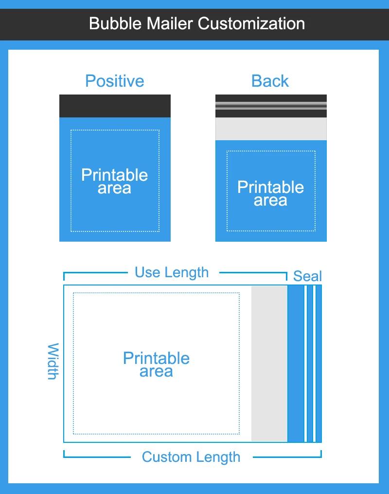 Multicolor  low quantity warehouse price printed logo glamour matte black custom poly bubble mailers