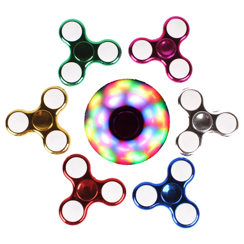 Newest Custom Logo Luminous Fidget spinnersToy For Kids LED Light Up Plastic Metal  With High Quality Cool Finger Spinner Toy