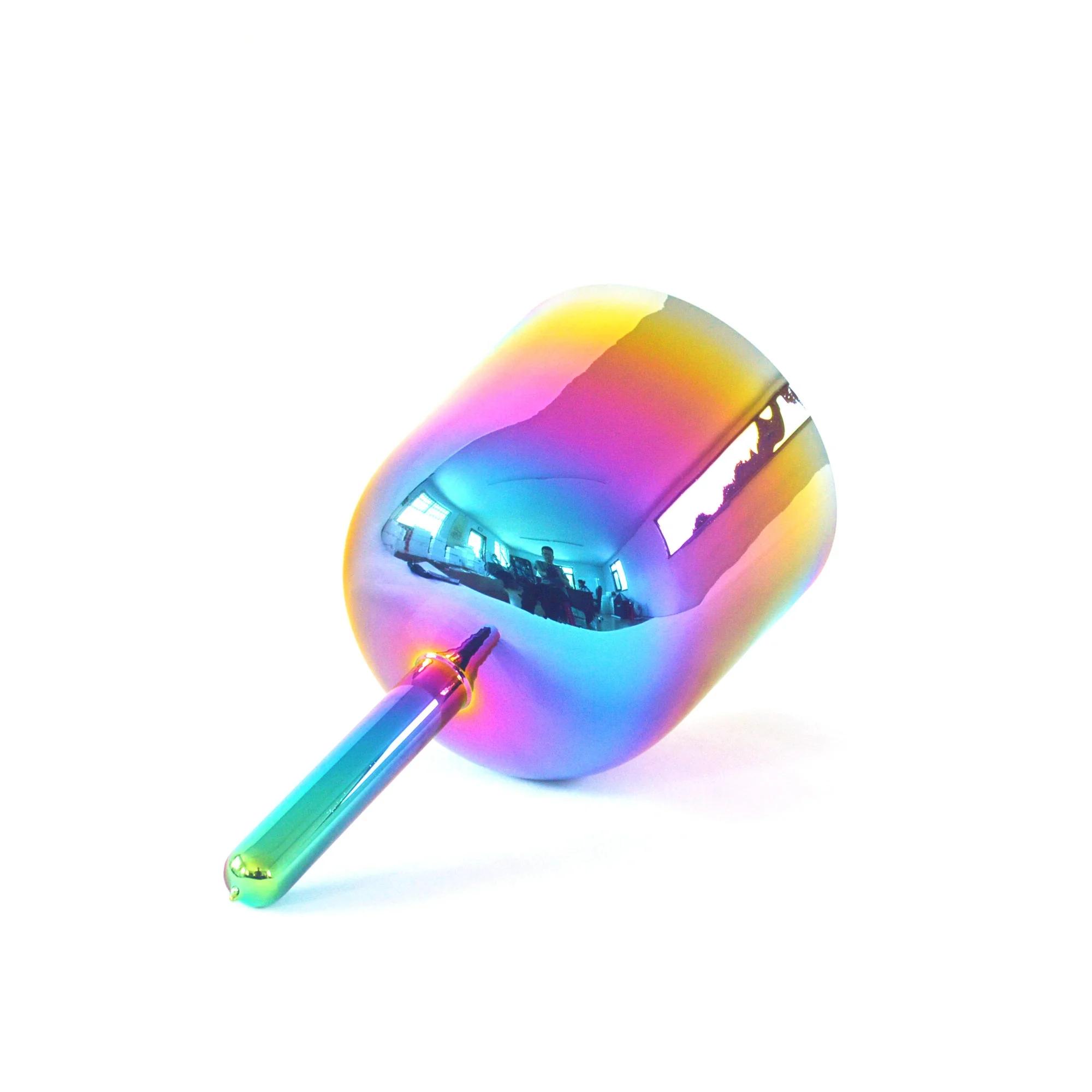 HF Gorgeous Handle Crystal Singing Bowl Titanium Plated Bowl Sound Healing Meditation Octave 3rd 4th Quartz Sound Bowl