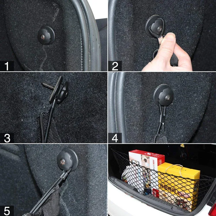 Universal 4 Hooks Luggage Back Mesh Net Elastic Strong Car Trunk Storage Organizer Cargo Net