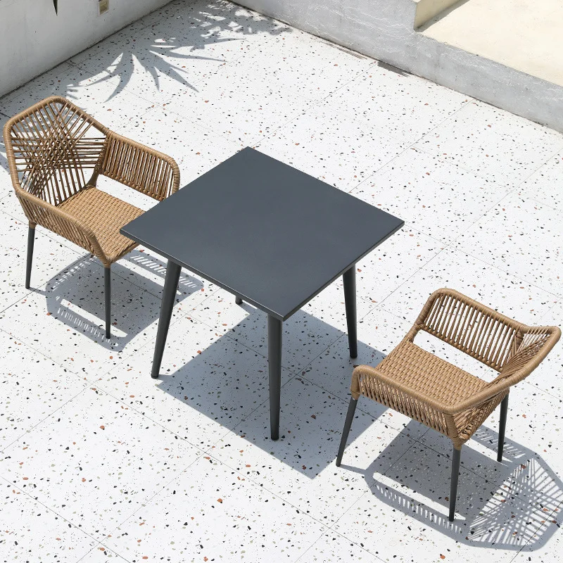 HWZY-03 Modern Outdoor Set Sectional Rattan Table and Chair Metal Furniture for Hotel Park Courtyard or Hall