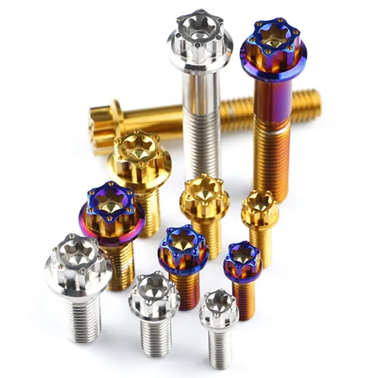 Grade5 M7 X 32mm Tc4 Titanium Bolts Wheel Hub 12-point Flange Ti Screws Forged Titanium Bolts For Car