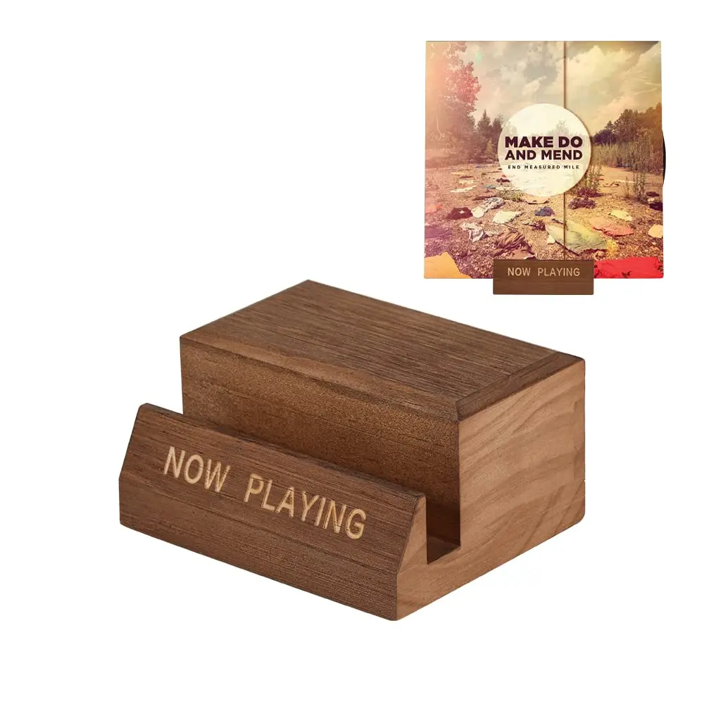 Wooden Display Stand - Tabletop Now Playing Album Cover Holder - Now Spinning Record Rack - Single CD Stand LP Display Shelf