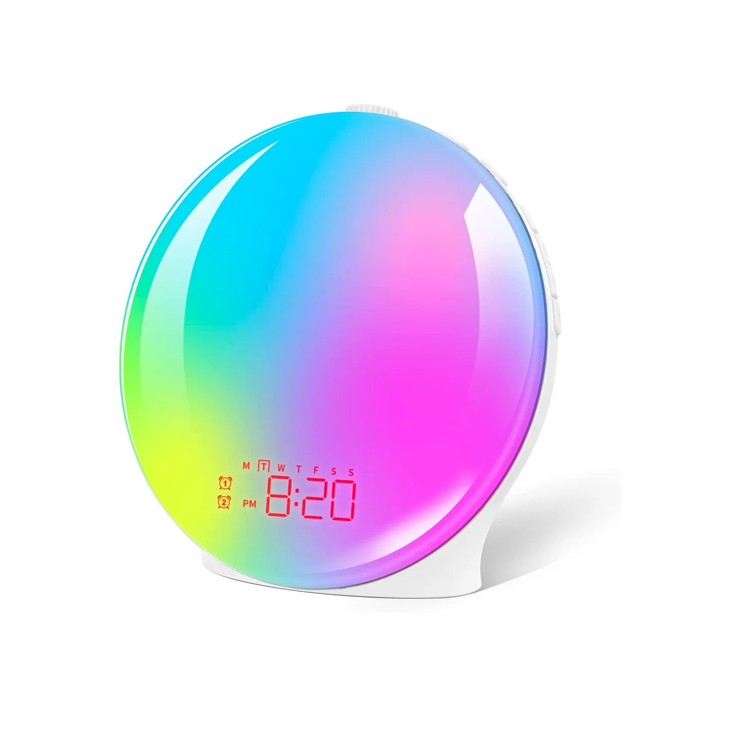 Colorful wake-up simulation sunrise sunset LED electronic alarm clock RGB atmosphere bedside light white noise