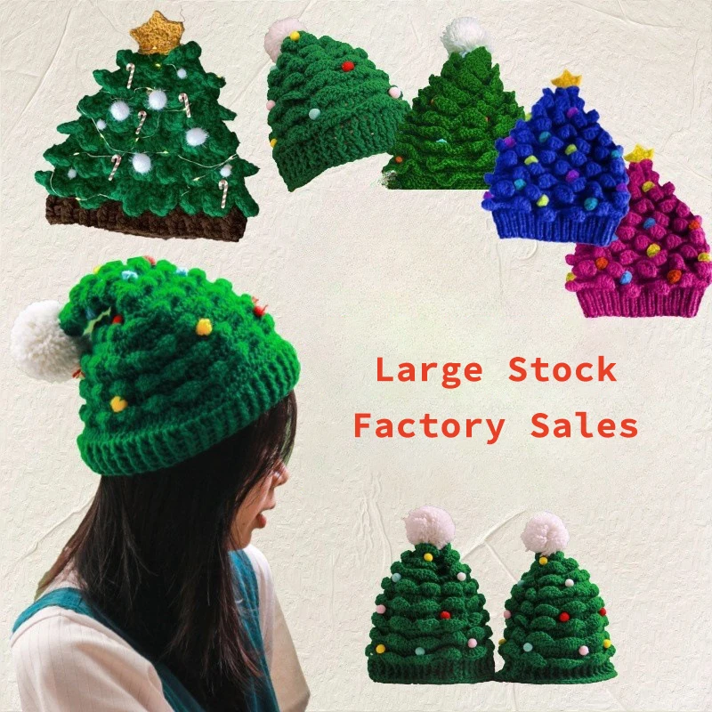 Winter Crochet Beanie Christmas Hat Decoration Adult Warm Windproof Hat for Men Women Kids Unisex Santa Hat