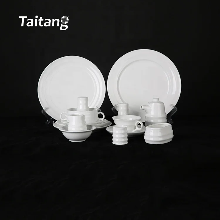 Restaurant Banquet Wedding Dinnerware White Porcelain Fine Dinner Set