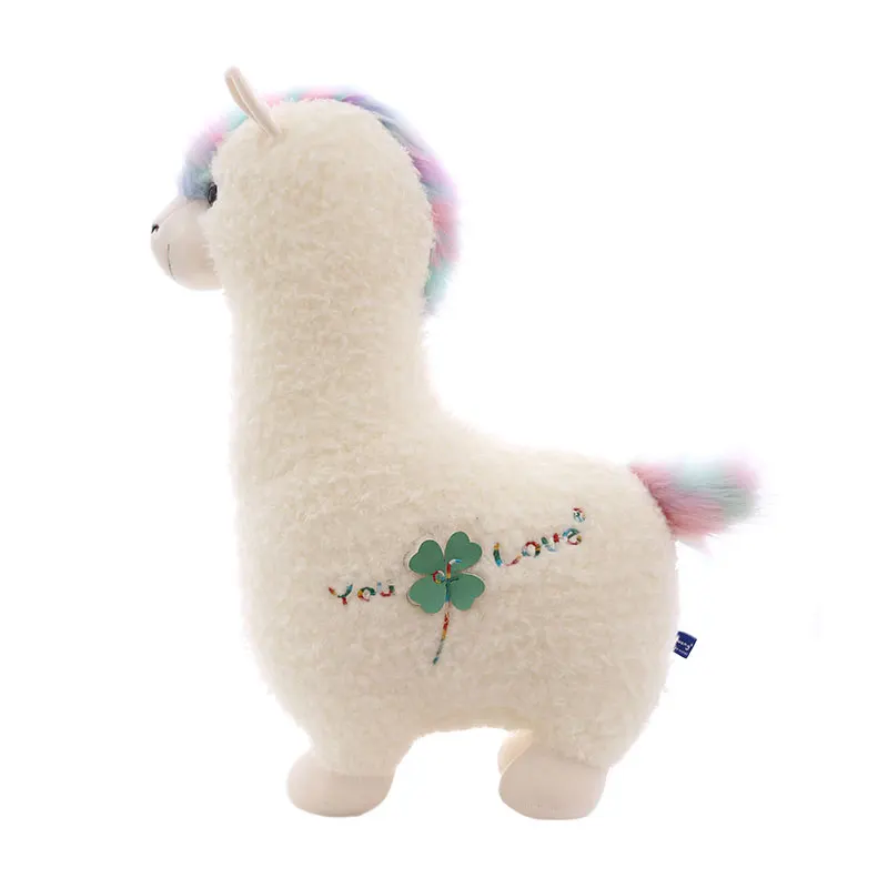 46cm Alpaca Stuffed Animal Cute Lifelike Llama Toy White Pink Soft Plush Pillow for Kids Unisex Filled with PP Cotton
