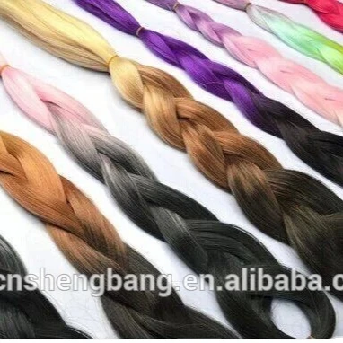 ombre dip dyed braids 2-tone and 3-tone color /heat resistane fiber braids many color IN STIOCK