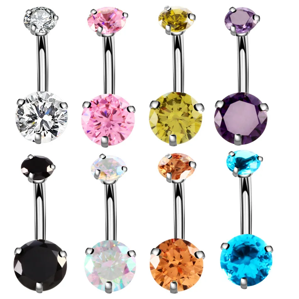 New Shining Multicolor Crystal Belly Ring Earring Navel Piercing Ombligo CZ Belly Button Rings Helix Piercing Nombril Piercing