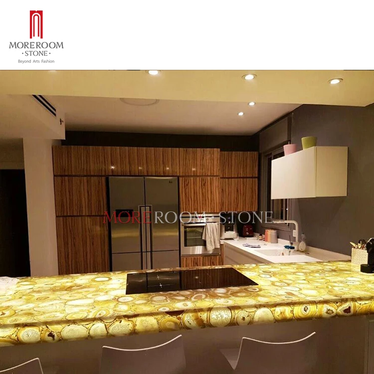 apartment dining table countertop yellow agate stone plates