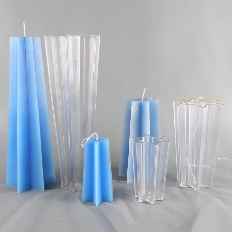 Plastic Pillar Candle Mold Hexagon Star Cylinder Rib Candle Making Mould