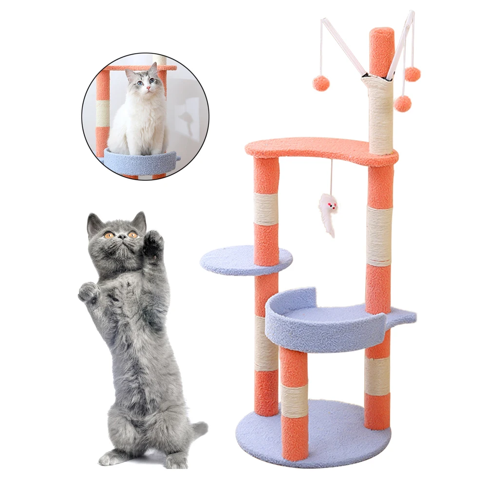 Cat Tree Tower for Indoor Cats with Sisal Scratching Posts and 3 Platform