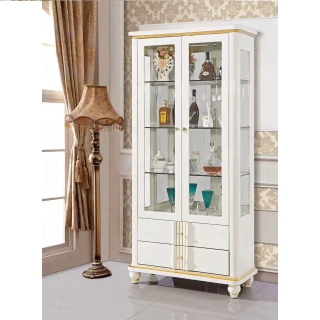 Stylish Red Wooden Wine Cabinet Display Classic Storage Furniture with Tall Glass for Home Metal Kitchen Showcase Modern Picture