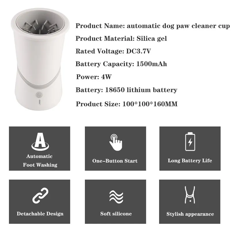  JOSUNN USB перезаряжаемая автоматическая мойка лап для домашних животных чашка мытья собак уход за