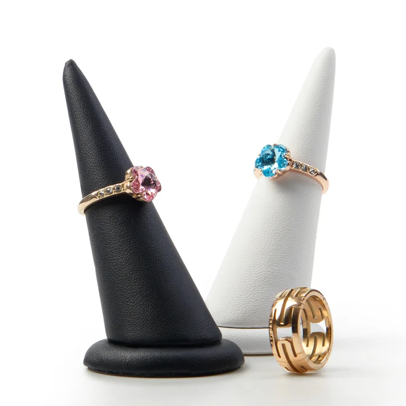 
Nice PU leather White&Black Ring Display Holder Finger shape for Ring Organizer Stand Jewelry Exhibition Storage 