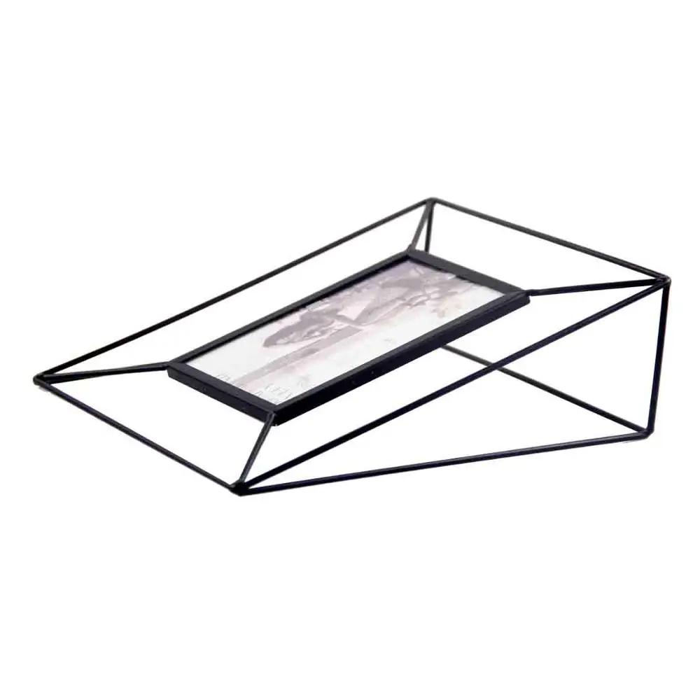 Cheap price black iron wire metal rectangle decoration table picture photo frame for home decor