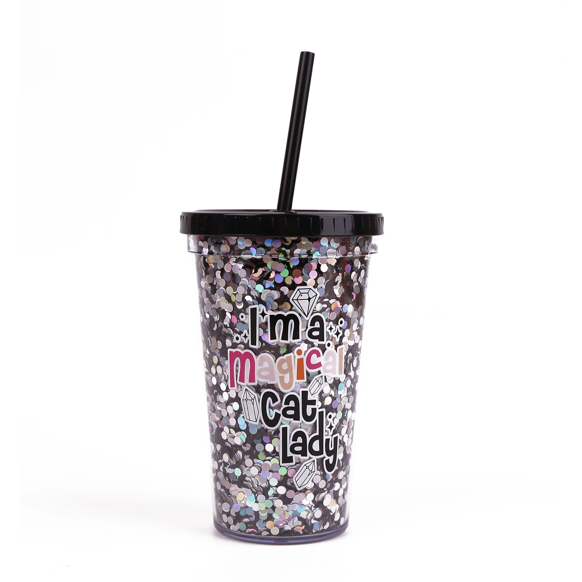 Hot Sales 18oz Halloween Confetti Tumbler  Water Bottle with Straws and Lid  Reusable Plastic Cup