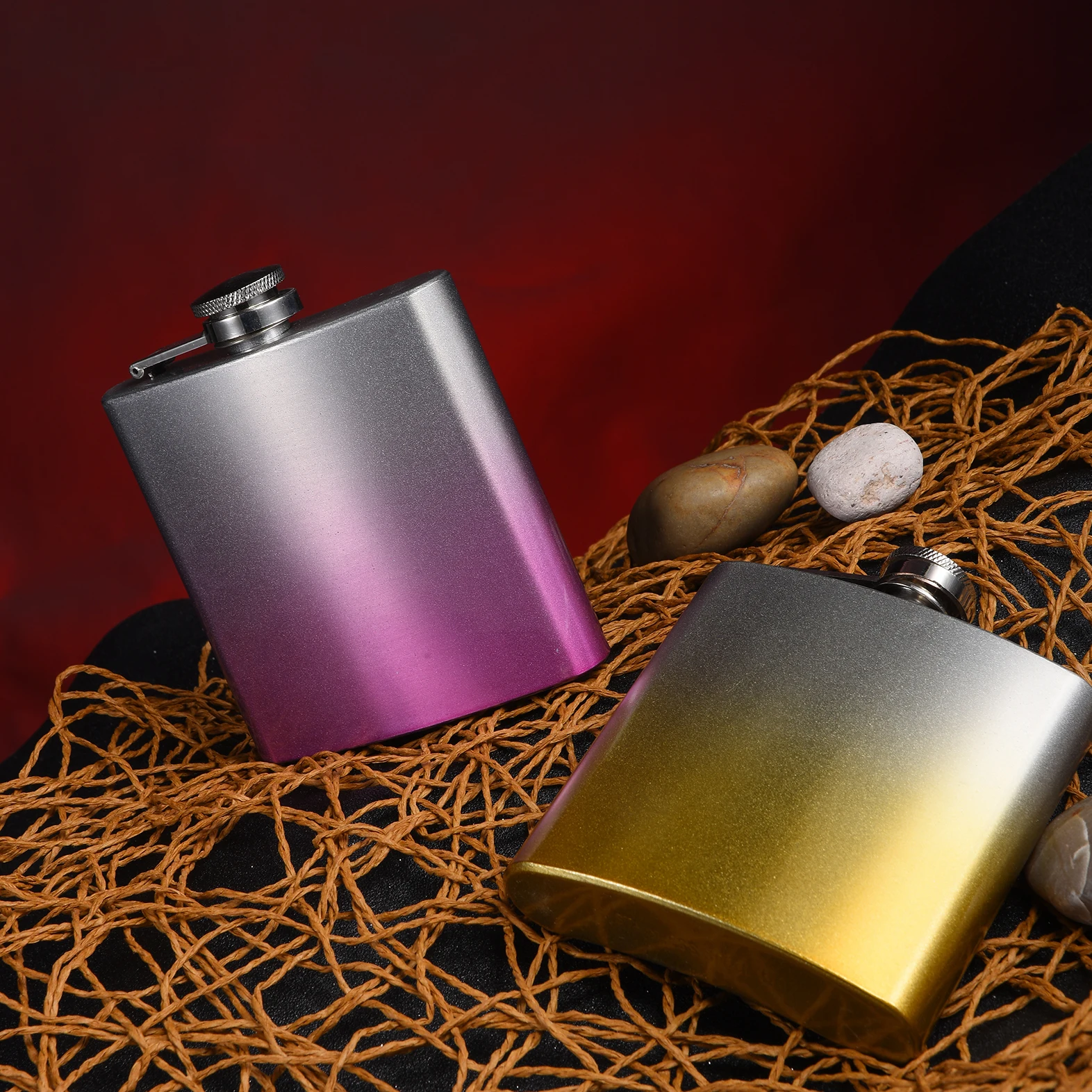 Food grade painting stainless steel portable whiskey custom jack daniels hip flask for men