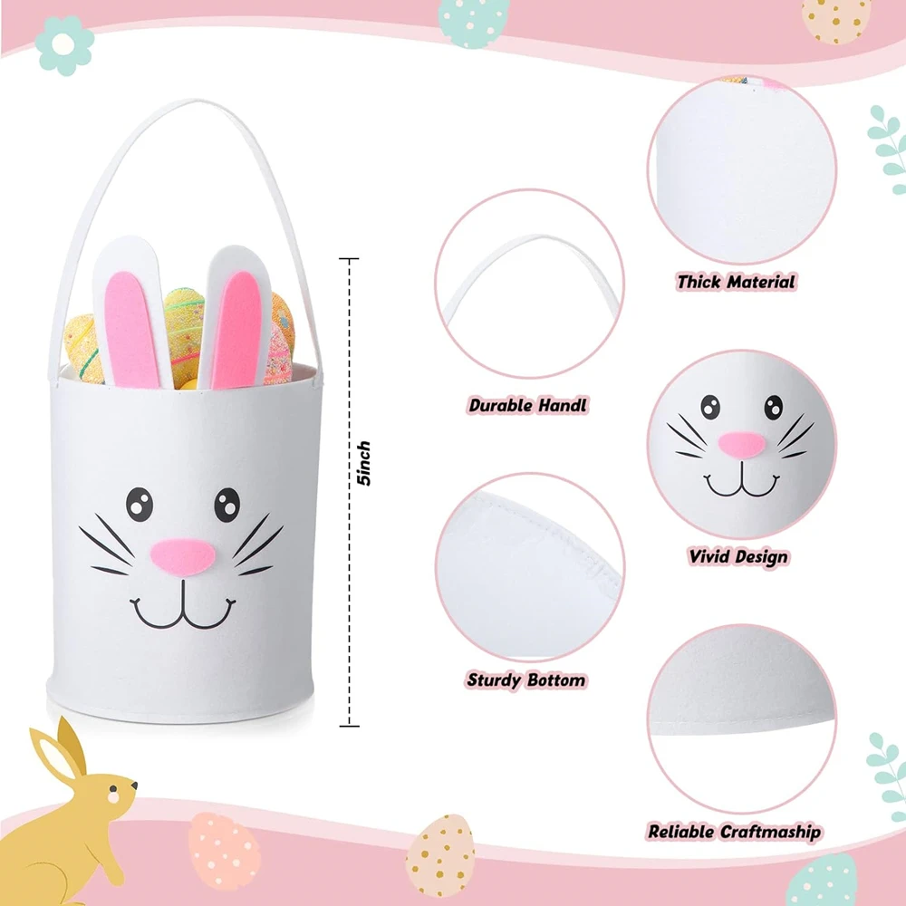 Wholesale Customized Fabric Felt Easter Bunny Basket Blank With Handle