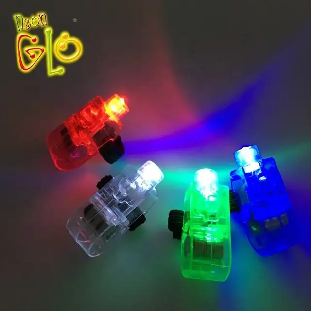 LED 4 Colors Finger Flashlights Lights Battery Powered Light Up Finger Ring Toys Mini Finger Lamps Glow Party Supplies