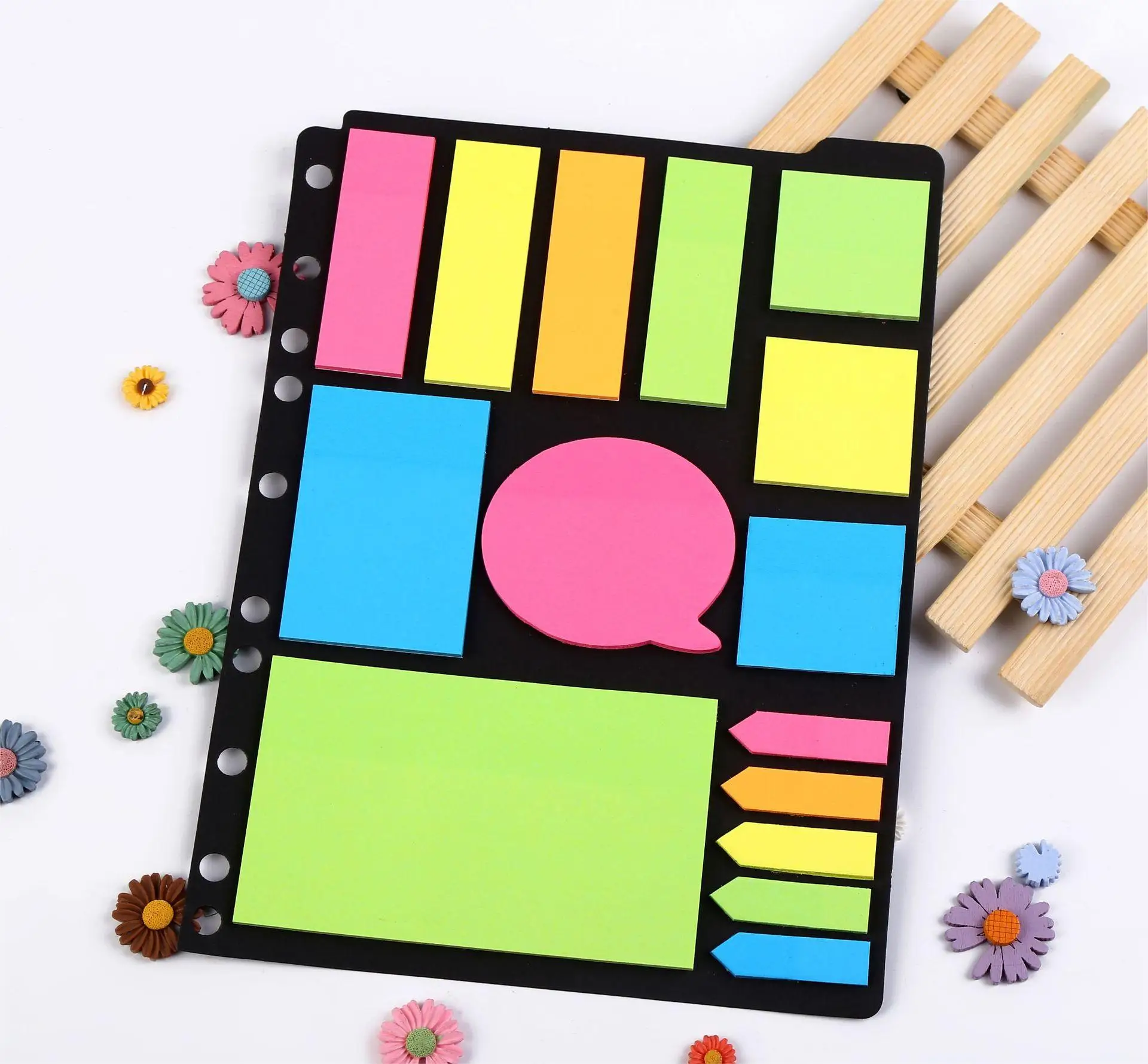 YIHENG Custom waterproof plastic sticky note fluorescent color ruler square memo pad school supplies index tabs bookmark