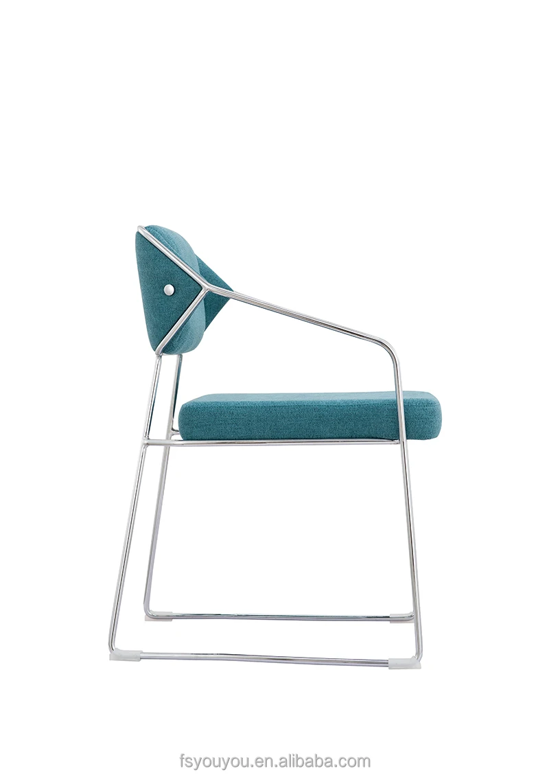 Modern Nordic Chrome white Pu leather Vintage Style Restaurant Chair Metal Leg armchair reception Dining Room Chair