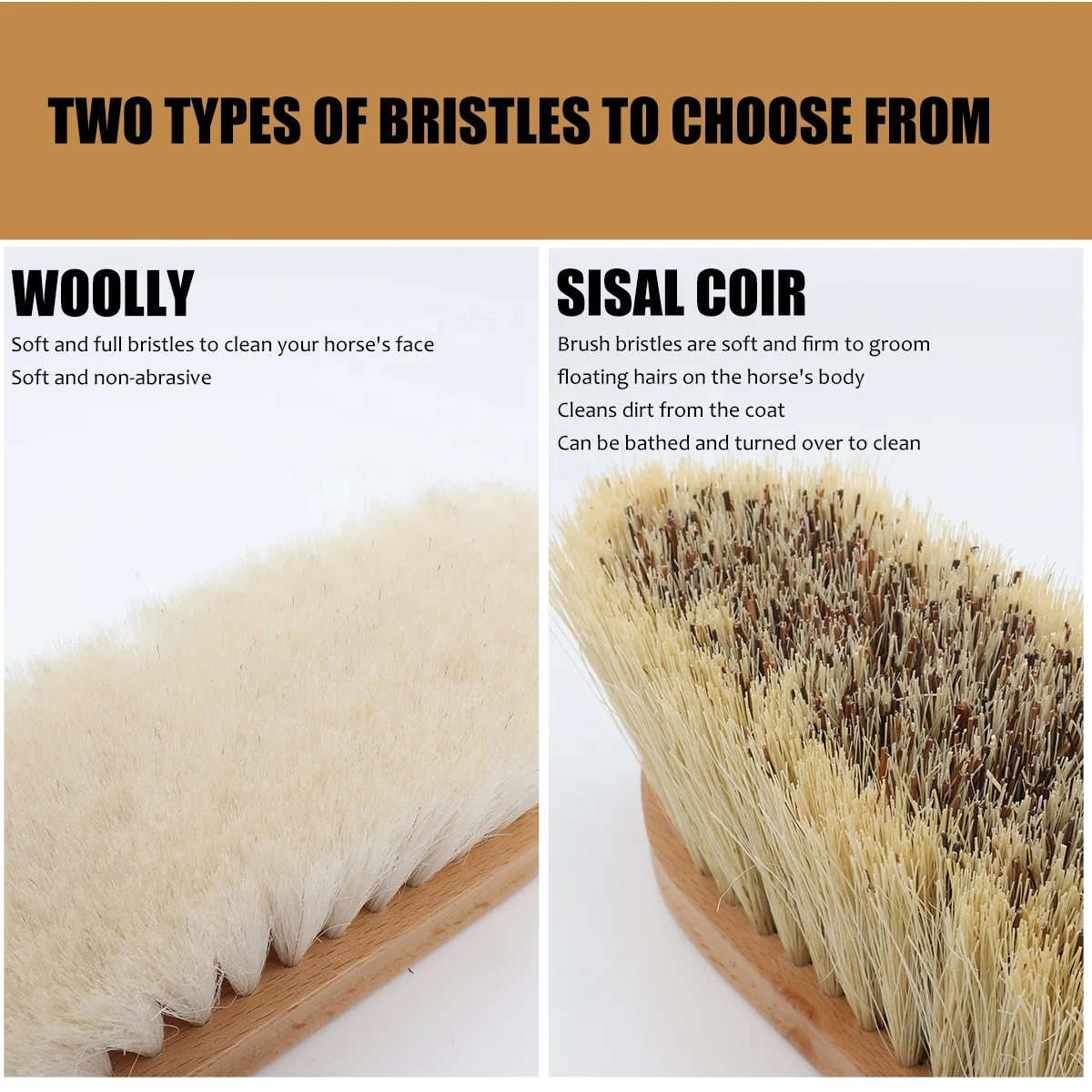Factory Wholesale Custom Logo Coconut Fiber Sisal Wool Wooden Horse Grooming Brush