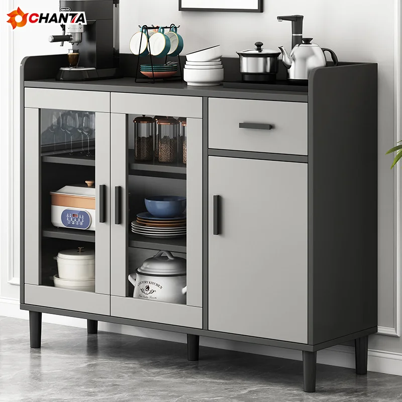 Modern Luxury Home Kitchen Dinning Room Furniture Storage Buffet Cabinets Glass Wooden Sideboard