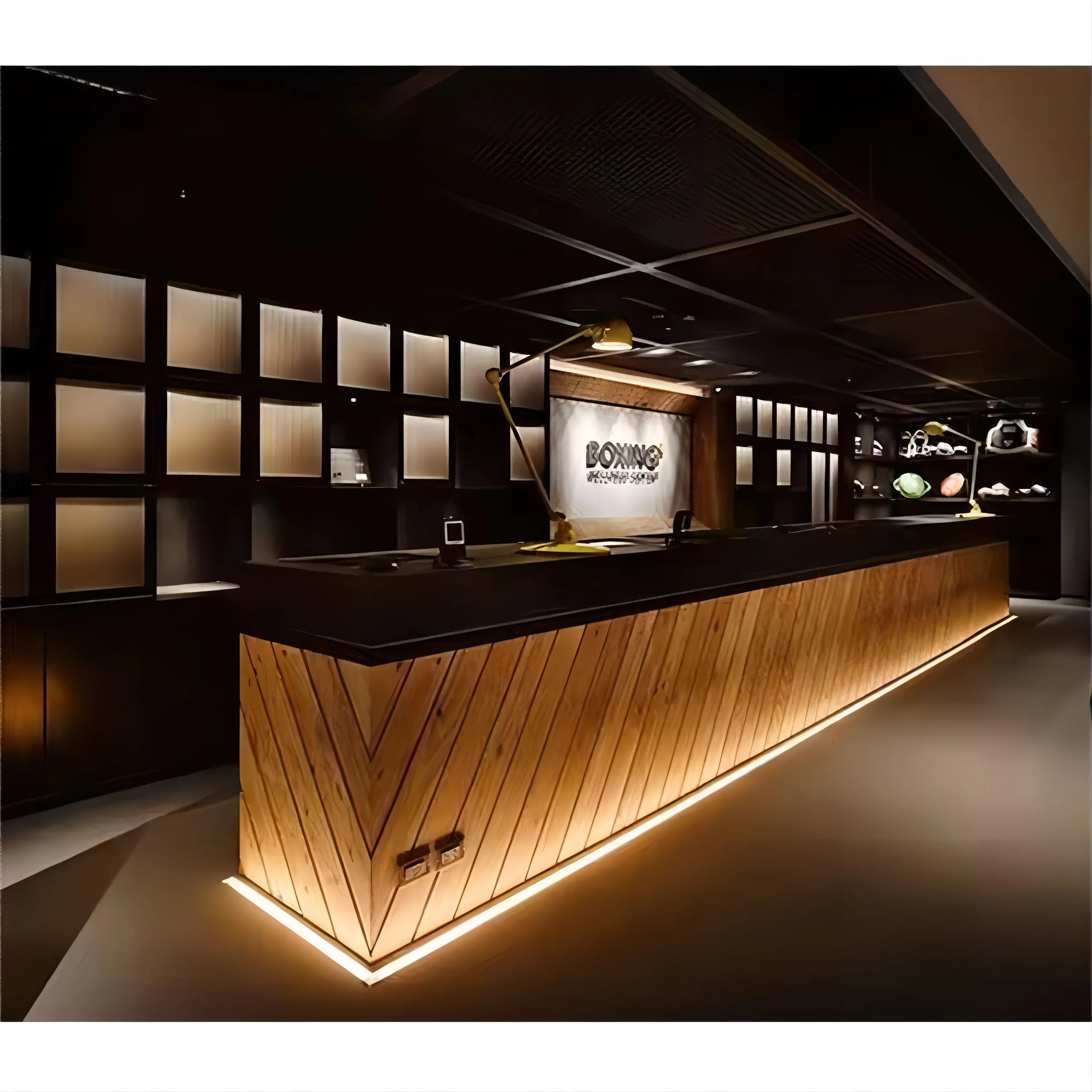 Commercial coffee counter shop interior cafe display reception counters 3d modern design cafe bar counter design for tea shop