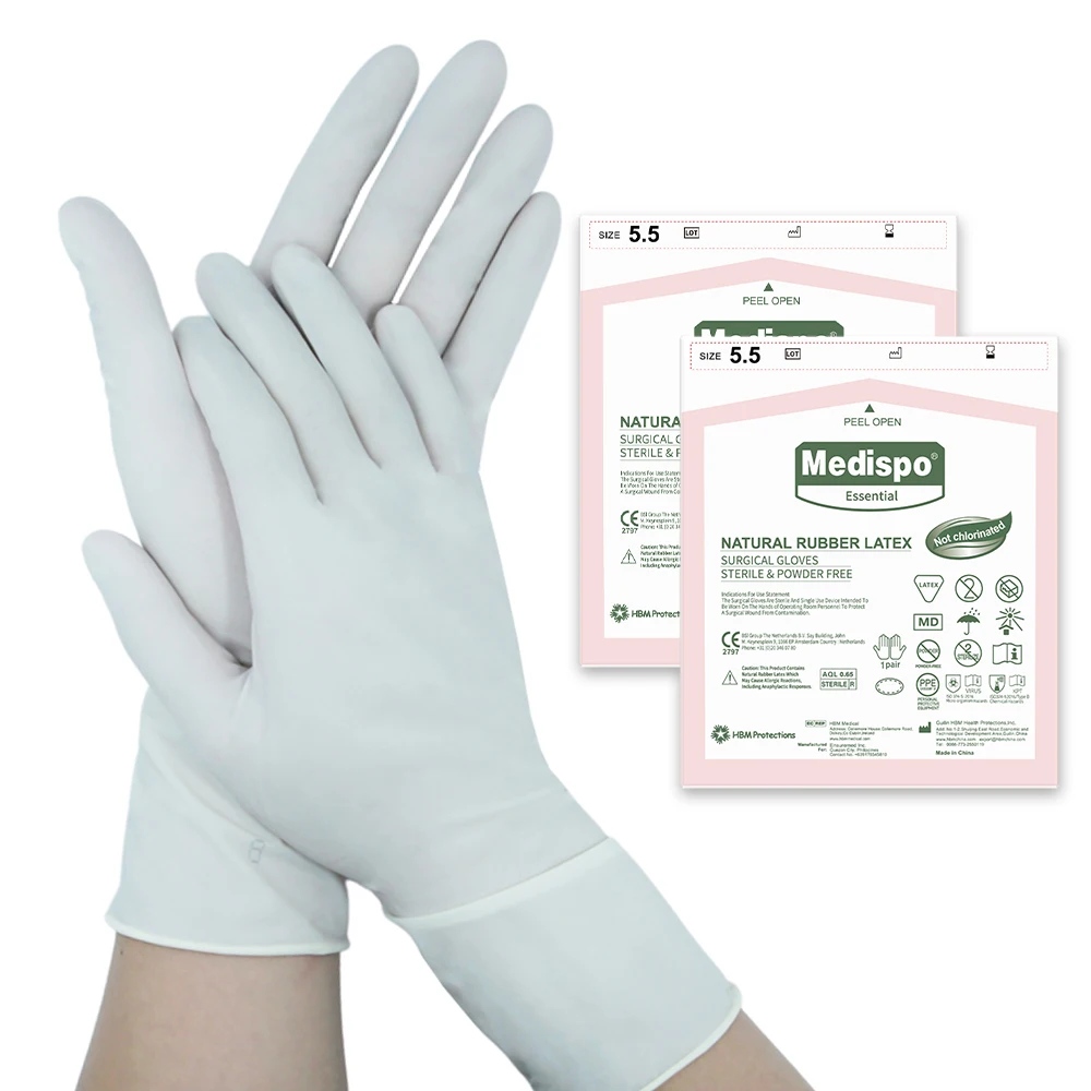 China wholesale factory price sterile latex hospital surgical gloves