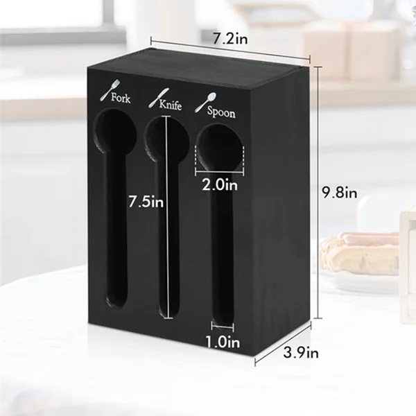 Customize Restaurant Wooden Cutlery Caddy Utensil Storage Holders For Stacking Flatware Fork Knife Spoon Organizer