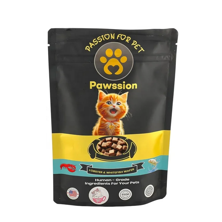 Custom Logo Printed Resealable Pet Treat Food Stand Up Zipper Pouch Bag for Pet Food
