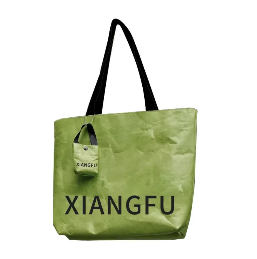 Large Capacity Washable DuPont Paper Shoulder Gift Bags Custom Logo Reusable Tote Shopping Bag