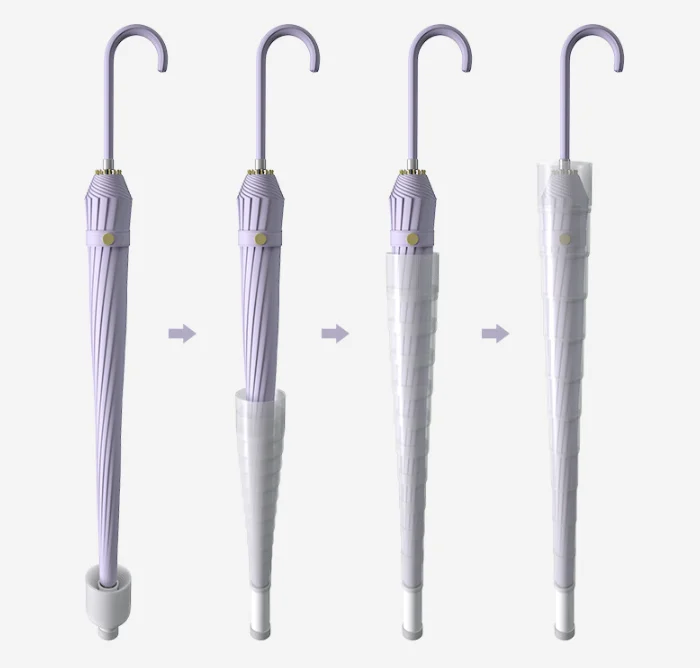 Anti Drip Handle Long Straight Folding Umbrella Plastic Sleeve Waterproof Umbrella Covers Umbrellas Rain Cover