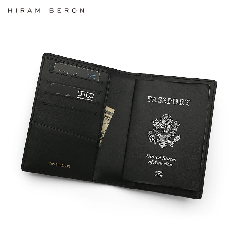 Hiram Beron Red Italian Leather Passport Case Leather Wallet