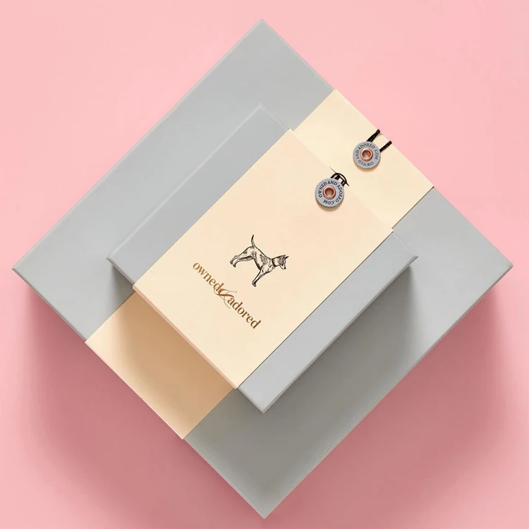 Custom Personalized Logo Luxury Accessory Retail 2 Piece Lid And Base Box Wallet Belt Dog Collar Gift Packaging