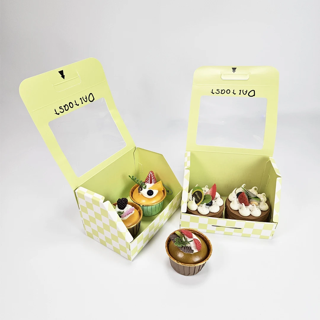 Custom Printed Cardboard Packaging Croissant Box Flat Fold Cupcake Boxes Sweets Gift Box