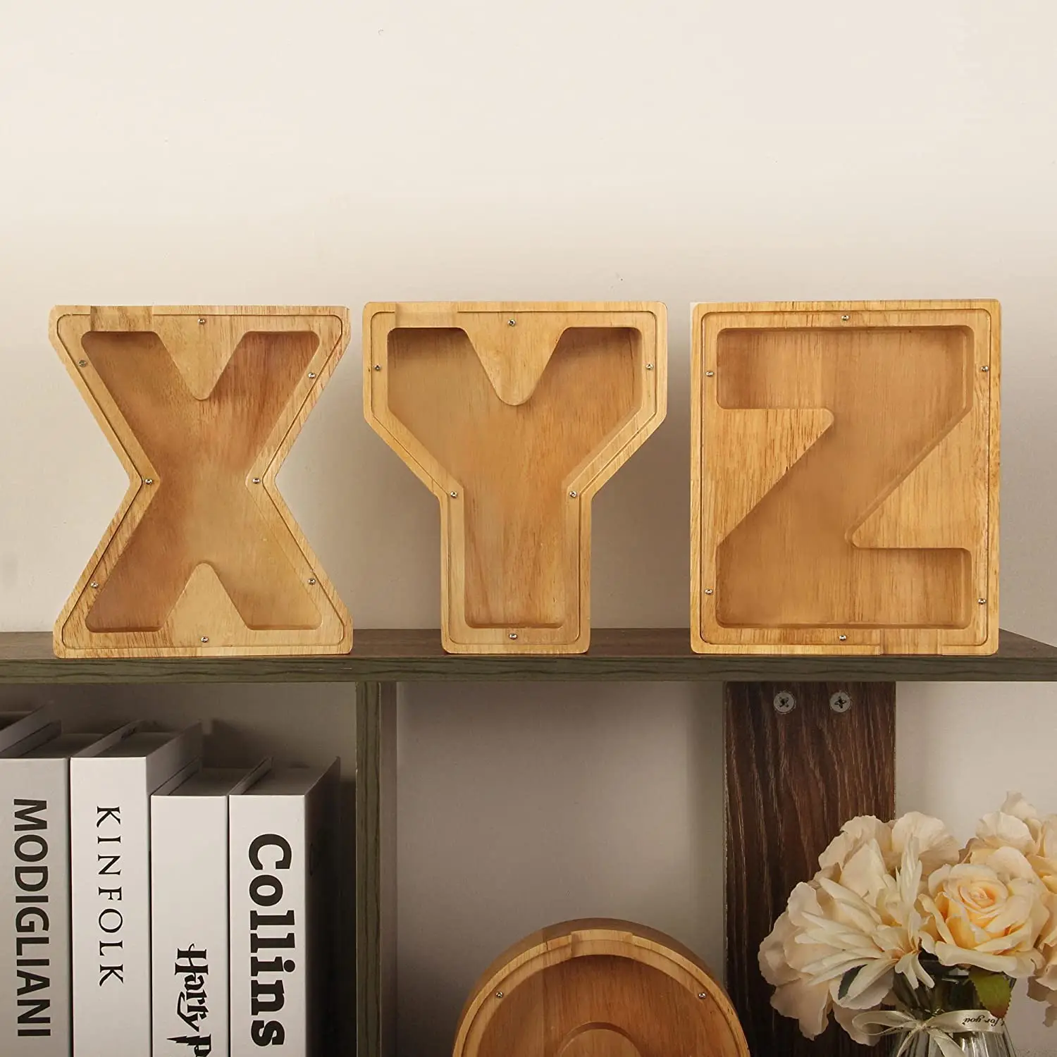 Wholesale diy Animal change coin Wooden Piggy Bank Letter Boy Money Box Coin Box Wooden Piggy Bank   Coin Box  for money