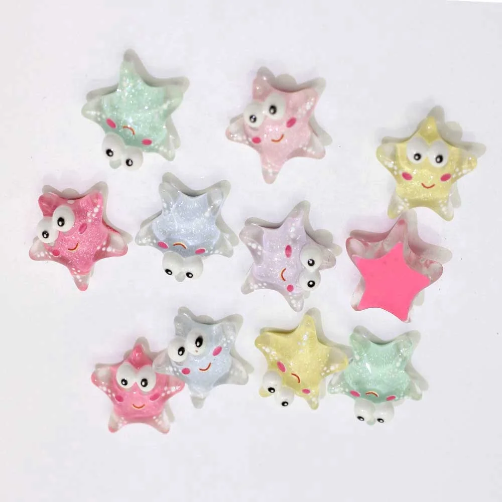 100pcs Colorful Kawaii Resin Simulation Small Starfish Crafts Flatback Cabochon Decorative For Phone Diy Accessories